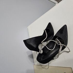 Elegant Black Women's Heels with Silver Accents